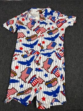 Mad engine Patriotic USA Print Romper - Red, White & Blue
